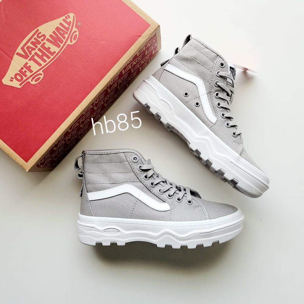 Vans Sk8-Hi WC Skate Shoe Heavy Canvas Drizzle Grey White Women's 5.5